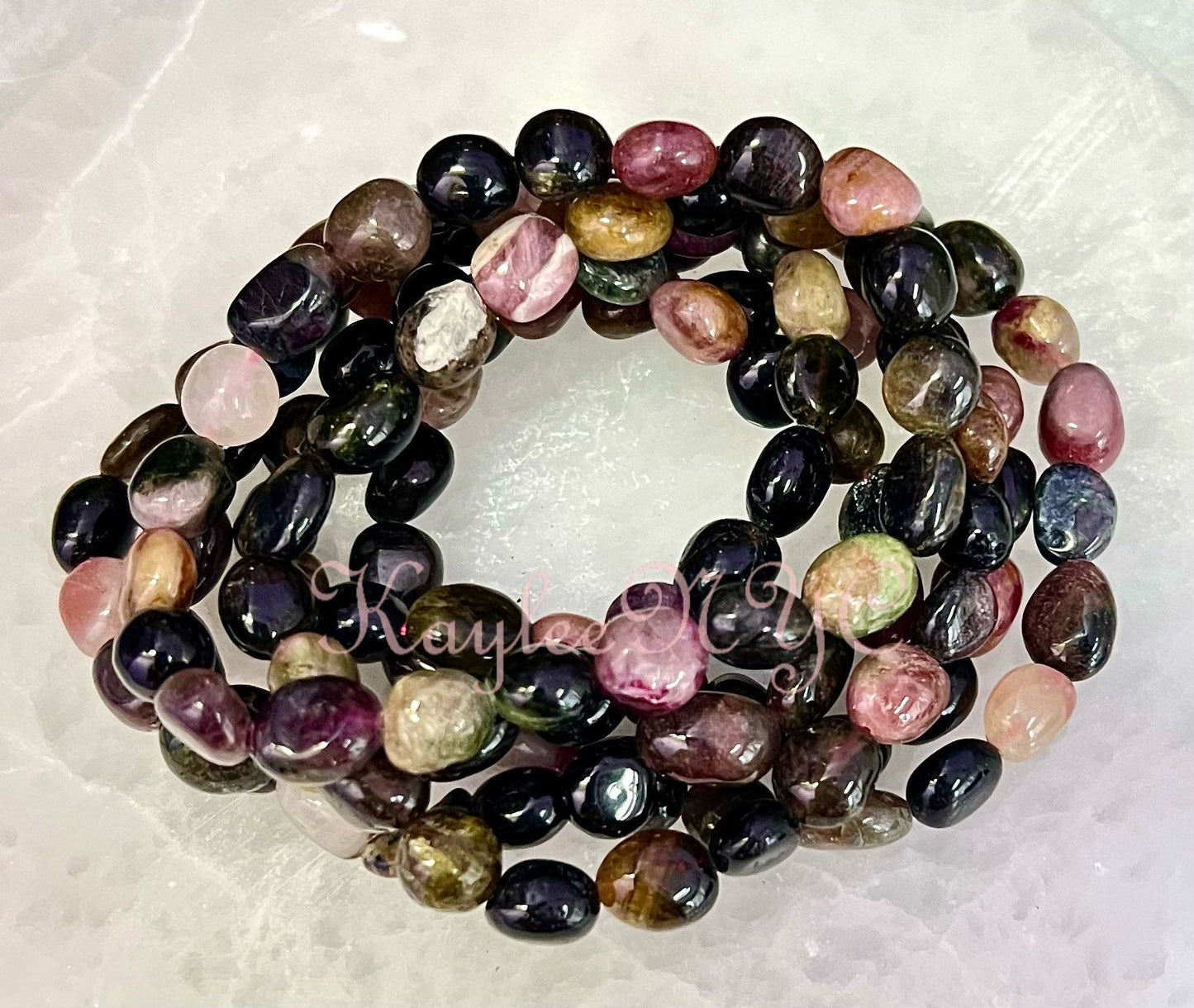 Wholesale 6 Pcs ~10mm 7.5” Natural Tourmaline tumble Stretch Bracelet Crystal Healing Energy