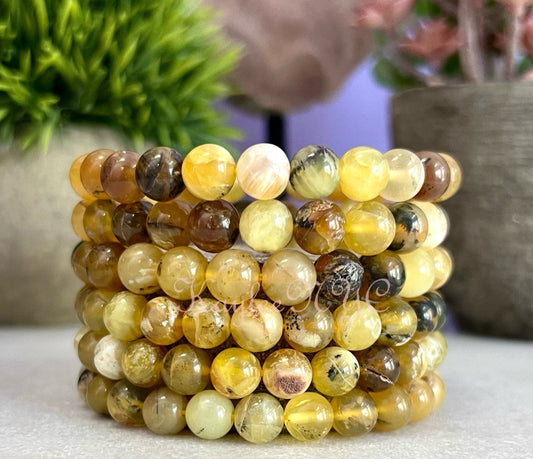 Wholesale 6 Pcs Natural Yellow Opal 8mm 7.5” Crystal Healing Stretch Bracelet