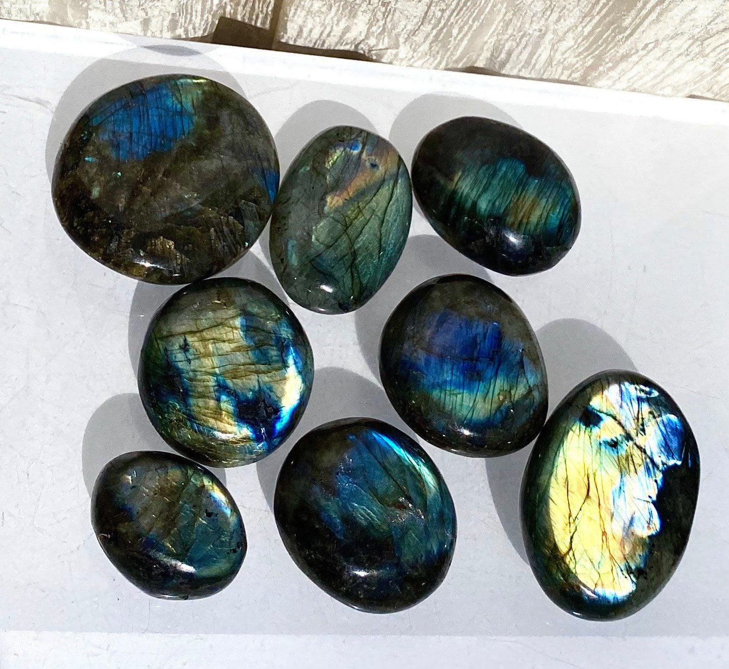 Wholesale Lot 2 Lbs Natural Labradorite Palm Stone Crystal Nice Quality