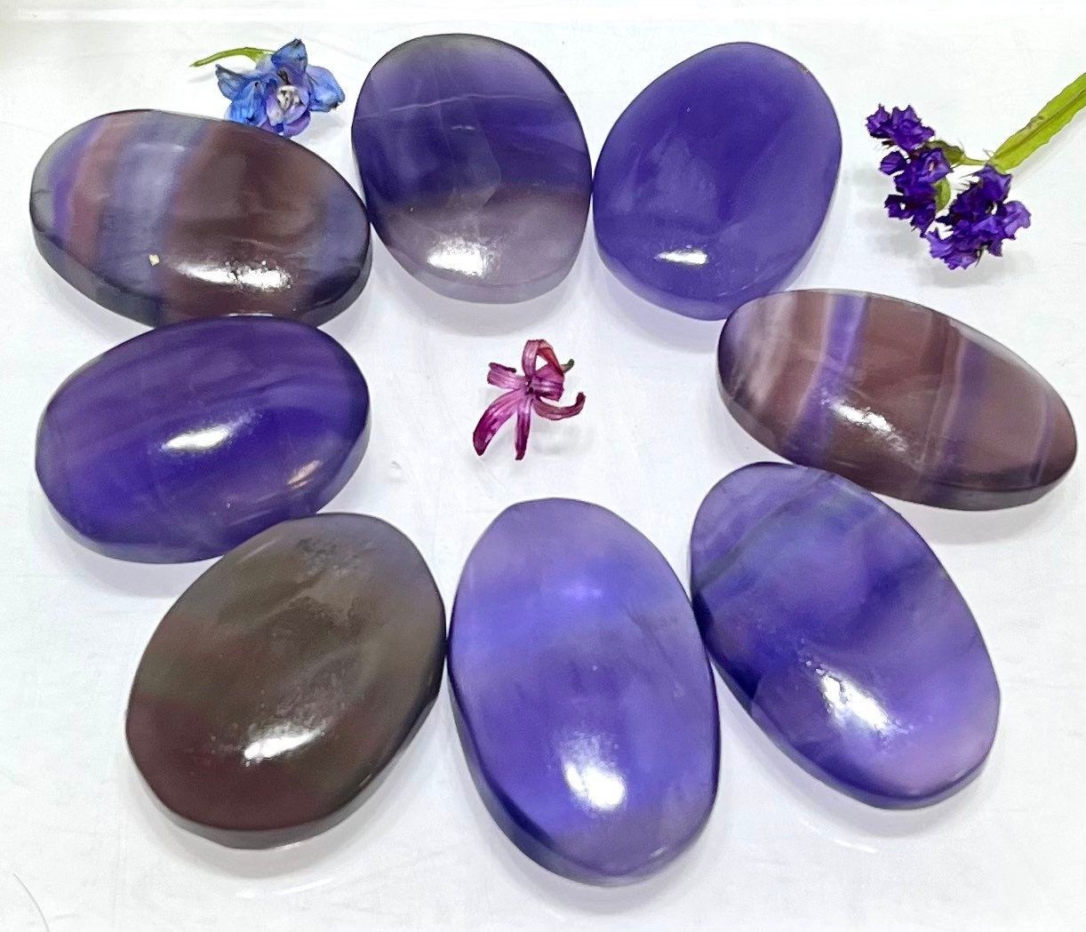 Wholesale Lot 2 Lbs Natural Purple Fluorite Crystal Palm Stone Healing Energy