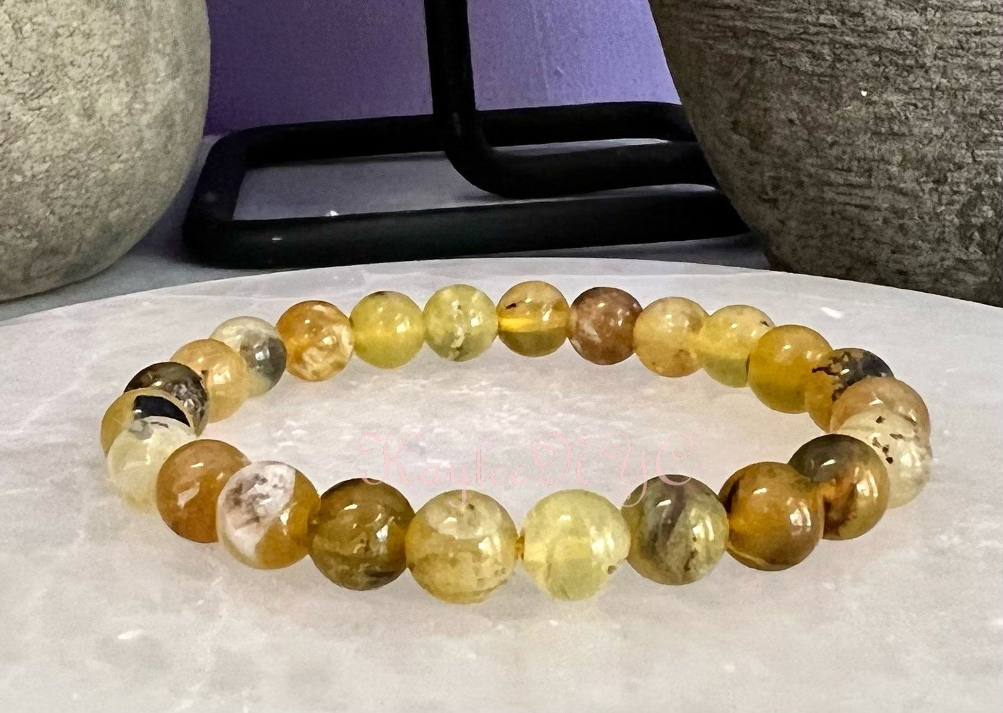 Wholesale 6 Pcs Natural Yellow Opal 8mm 7.5” Crystal Healing Stretch Bracelet