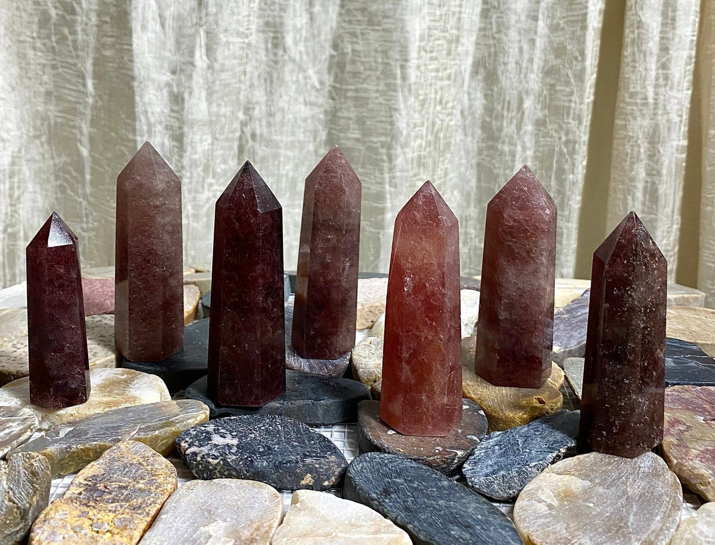 Wholesale Lot 1 lb Natural Strawberry Quartz Obelisk Tower Point Crystal Healing Energy