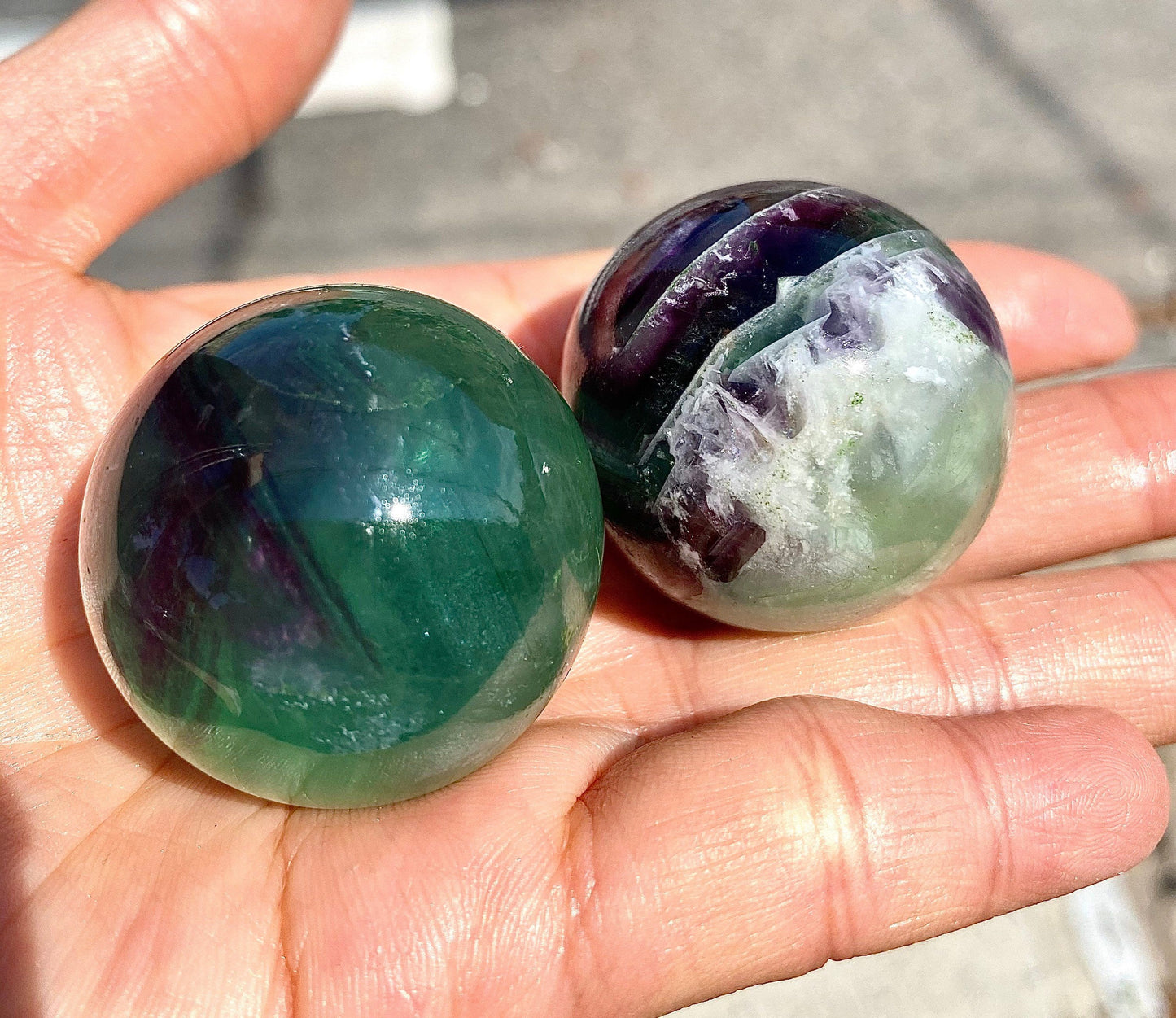 Wholesale Lot 12 Pcs Fluorite Sphere Ball 35mm Crystal Natural Nice Quality