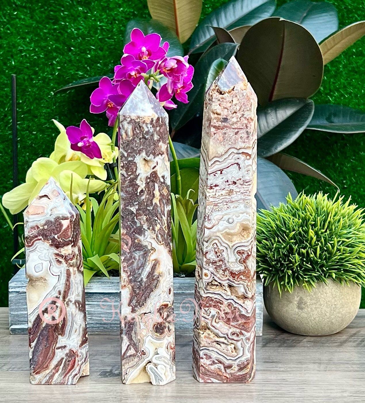 Wholesale Lot 3-4 PCs large Natural Mexican Red Crazy Lace Agate Obelisk Tower Point Crystal Healing