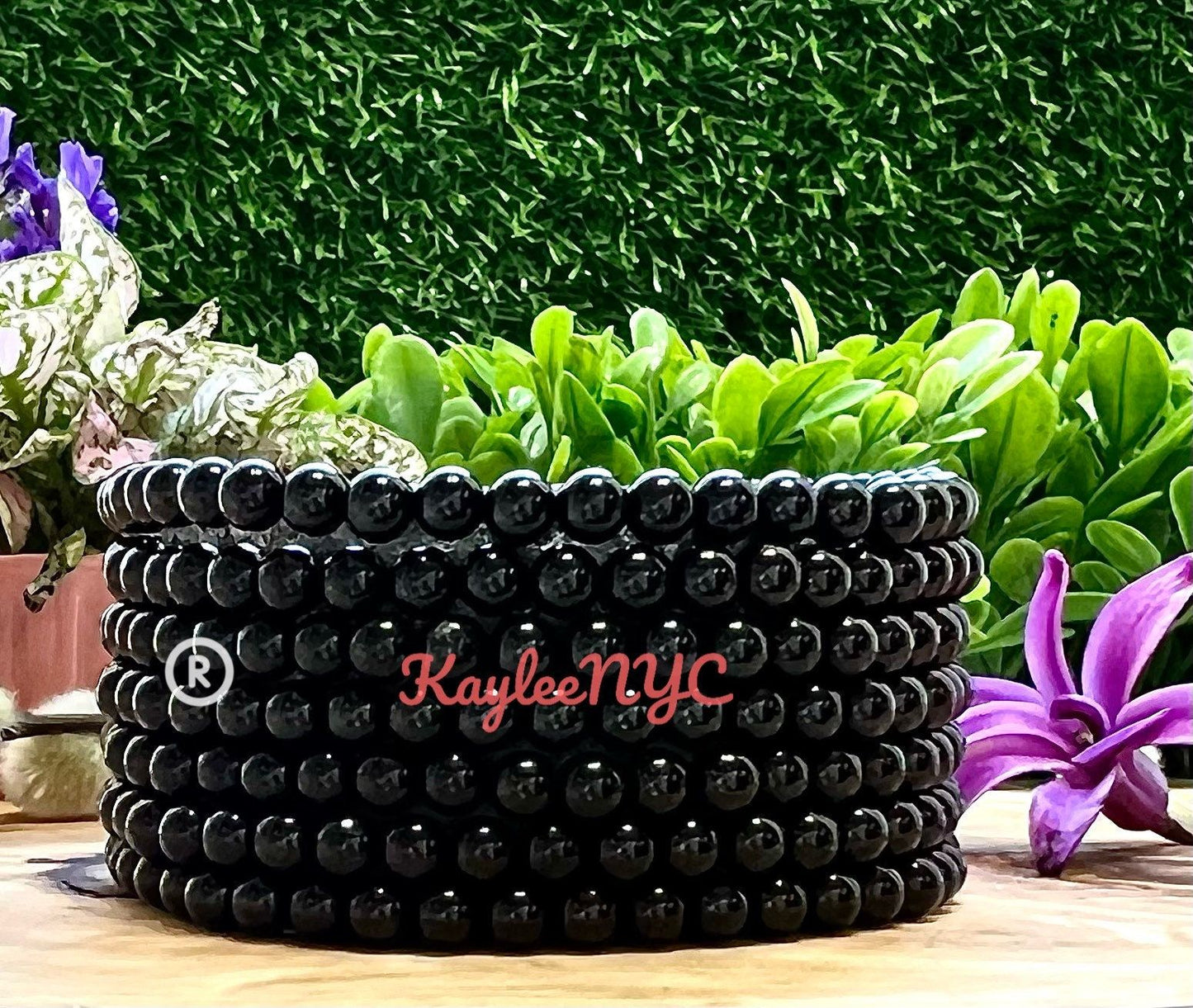 Wholesale Lot 6 Pcs Natural Black Tourmaline 4mm 7.5” Crystal Healing Stretch Bracelet