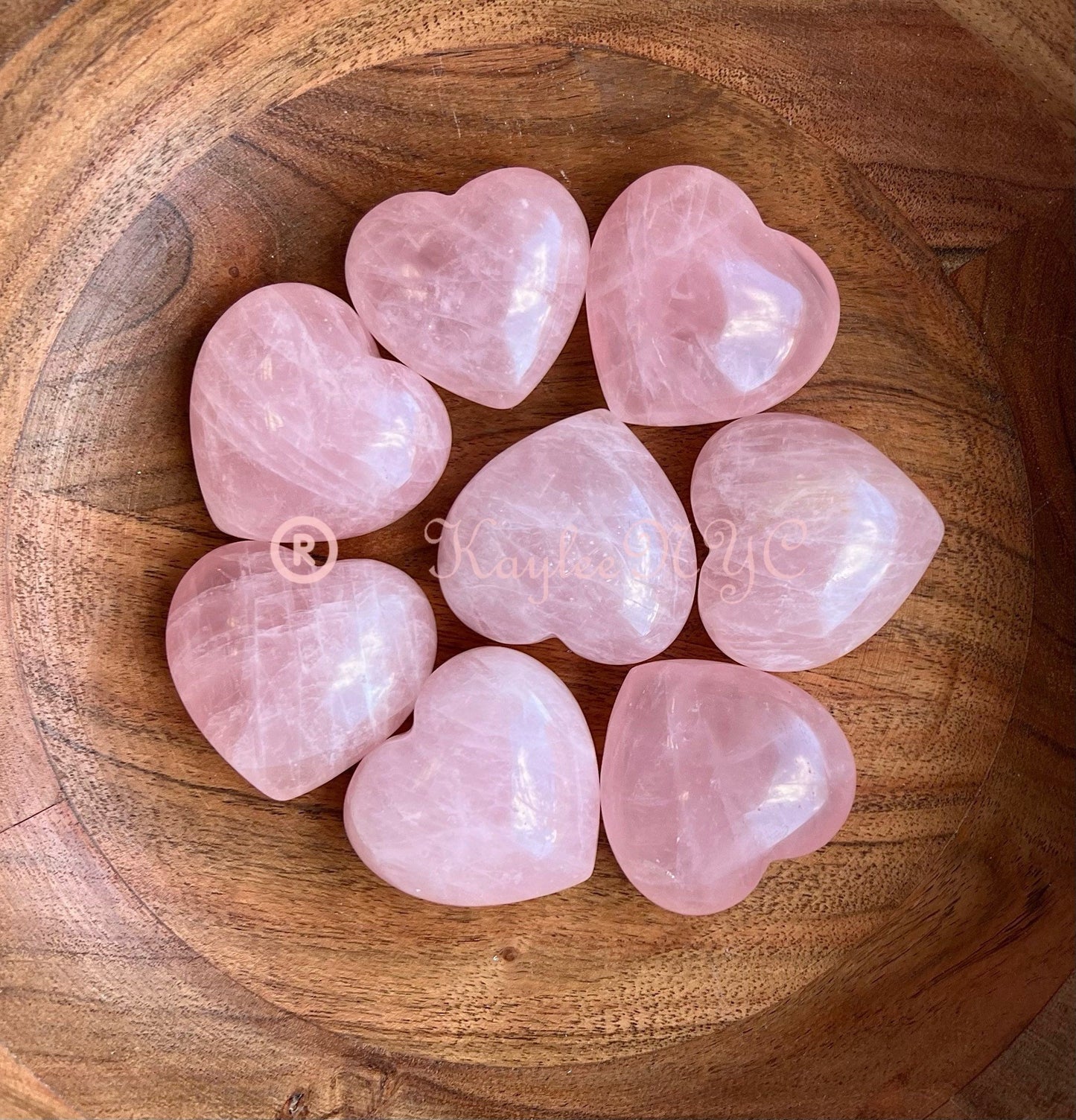 Wholesale Lot 8 Pcs Natural Rose Quartz Crystal Heart Healing Energy