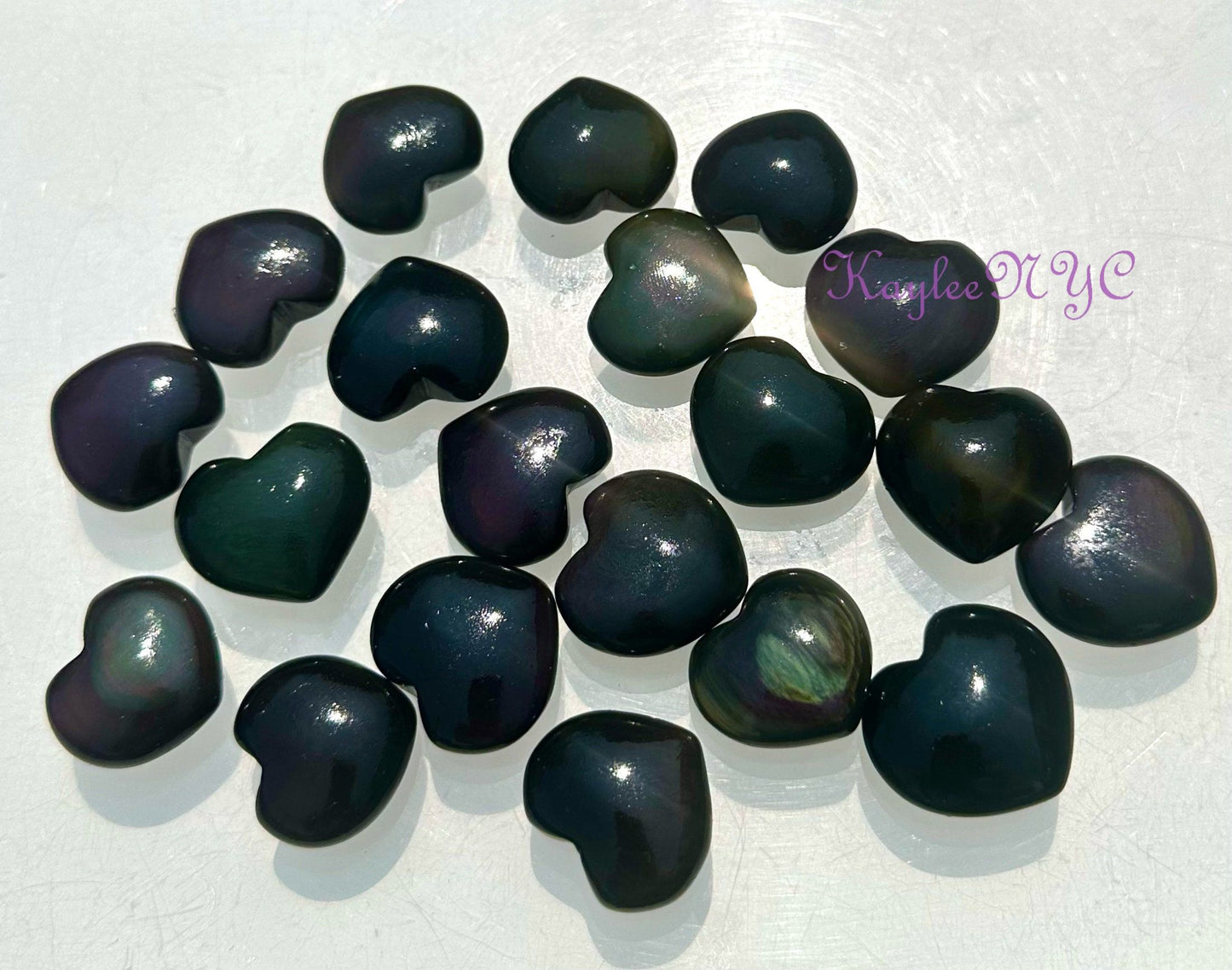 Wholesale Lot 12 Pcs Natural Rainbow Obsidian Heart 1”-1.25” Nice Quality