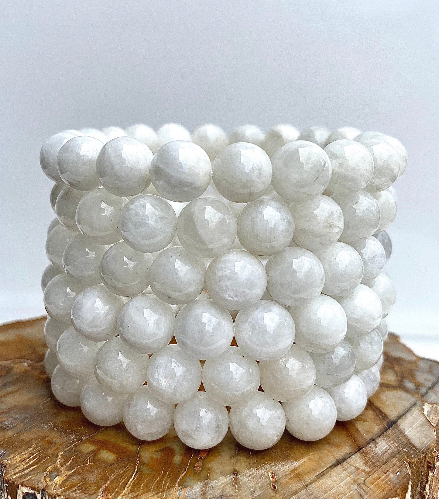 Wholesale Lot 6 Pcs Natural Moonstone 10mm 7.5" Natural Stretch Bracelet