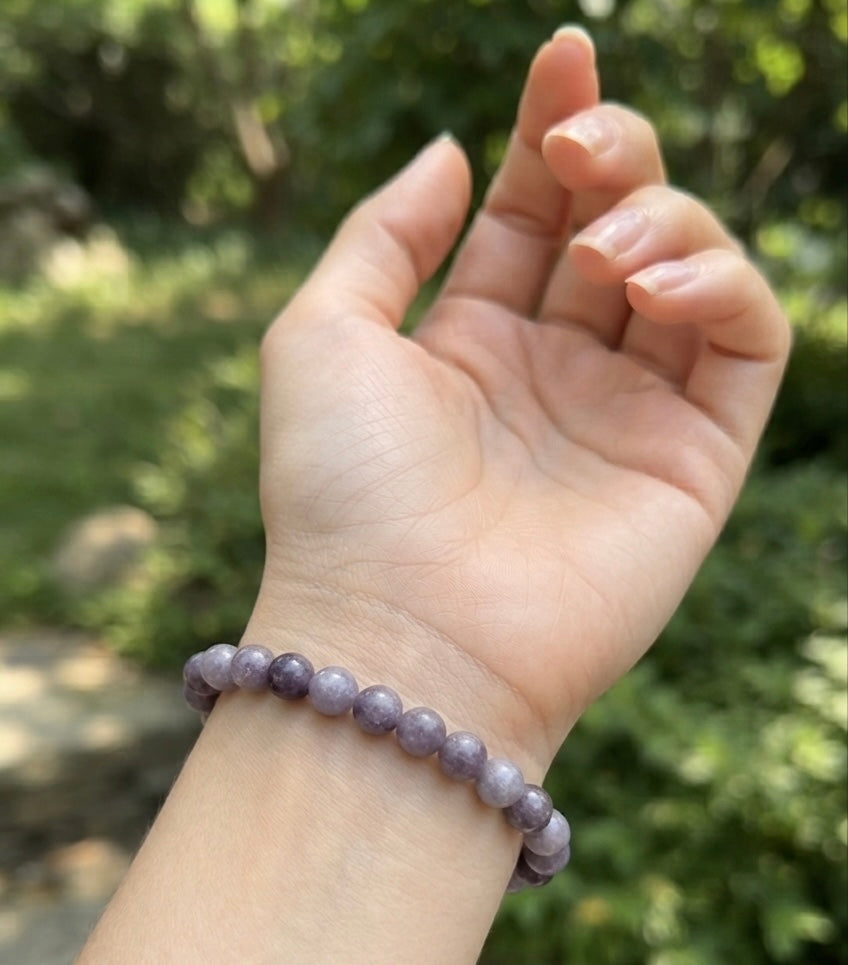 Wholesale Lot 6 Pcs Lepidolite 8mm 7.5” Crystal Healing Stretch Bracelet