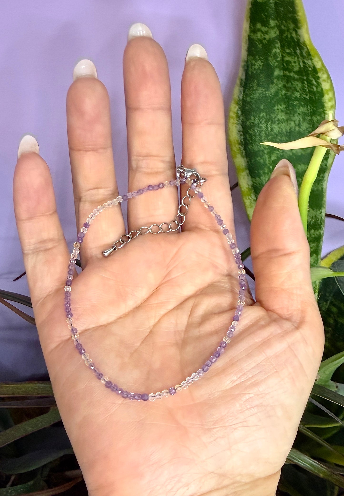 6 PCs 2mm Faceted Natural Ametrine Anklets Stainless Steel Findings