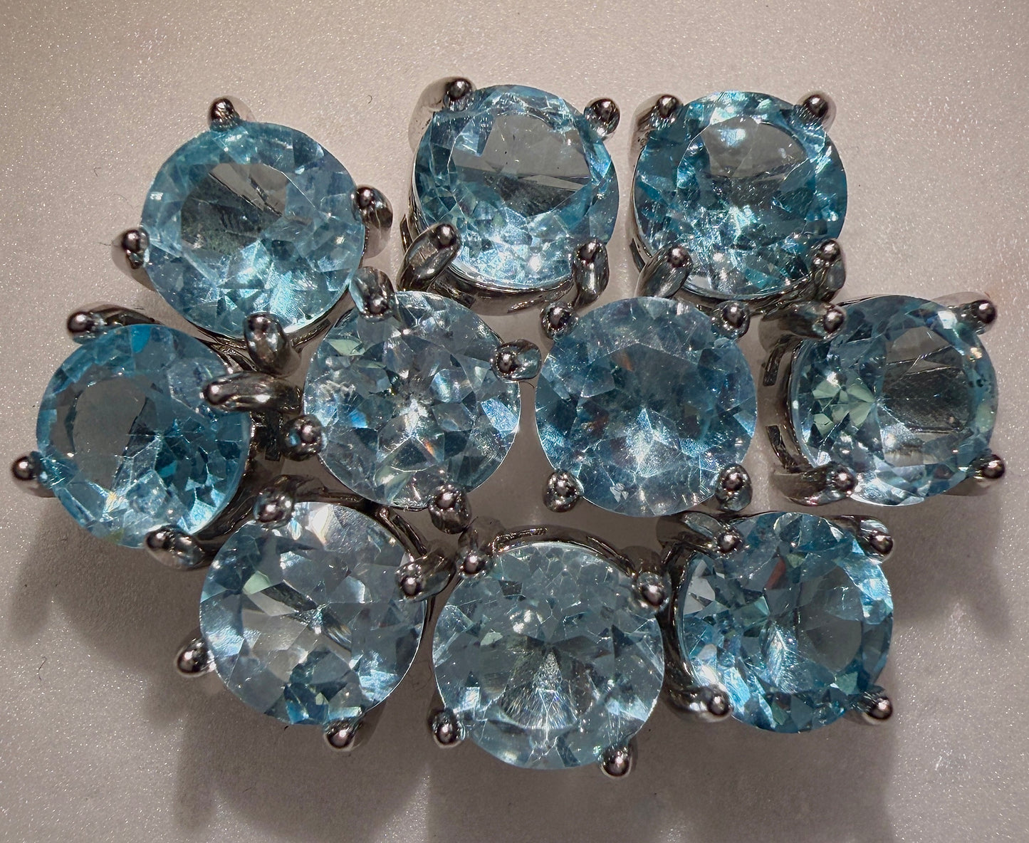 Wholesale 5 pairs Natural Blue Topaz Stud Earrings, 6mm (925) Posts
