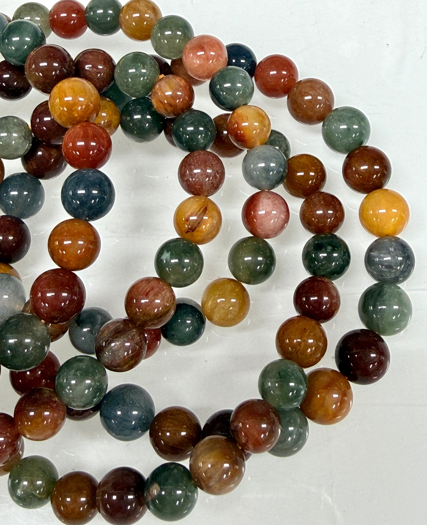 Wholesale 6 Pcs Natural Amphibole Quartz ~8mm 7.5” Crystal Healing Stretch Bracelet