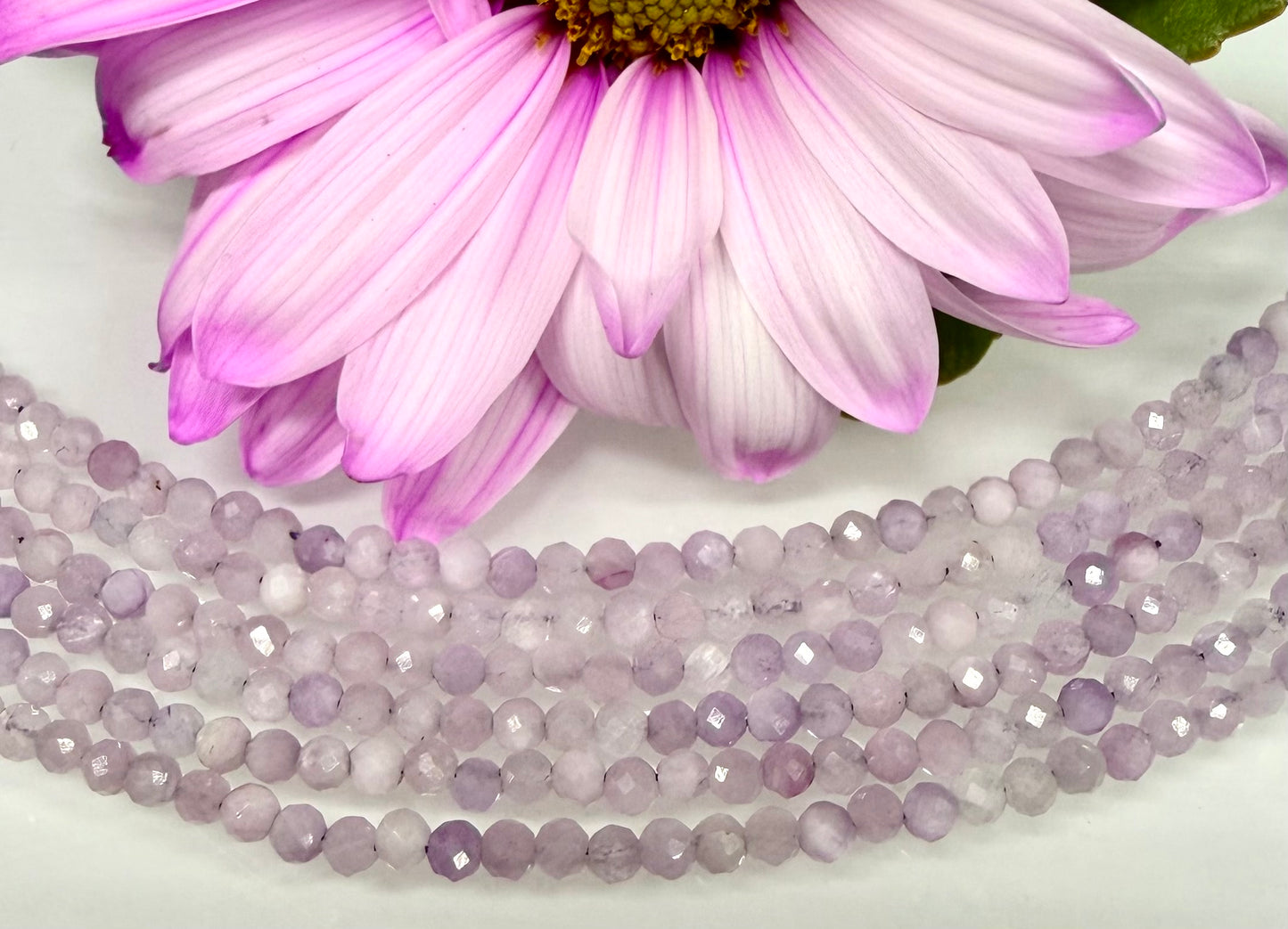 6 PCs 2mm Faceted Natural Kunzite Necklace Stainless Steel Finding