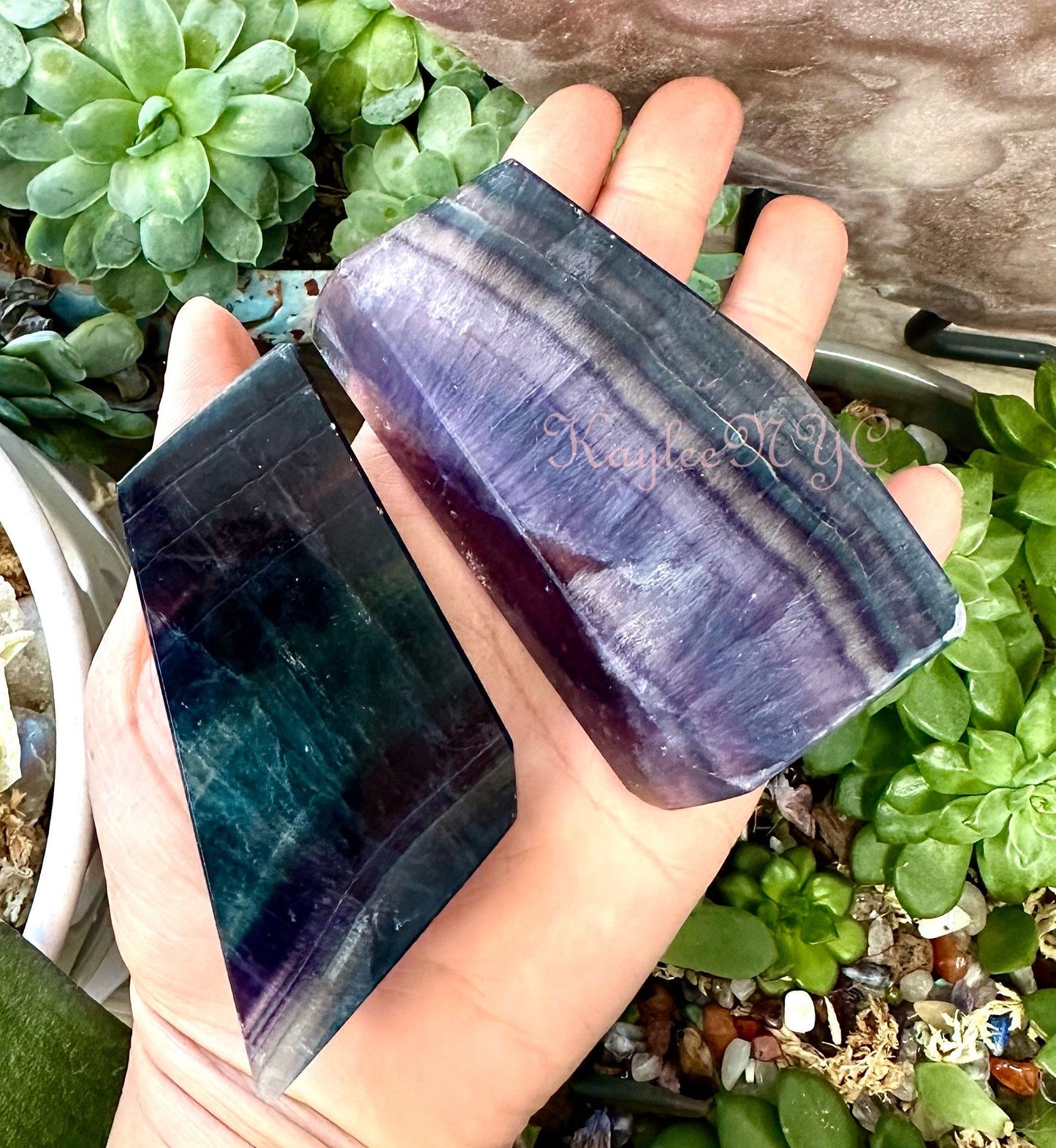 Wholesale Lot 6 pcs Natural Rainbow Fluorite Polished Slab Crystal Nice Quality 1.9-2 lbs