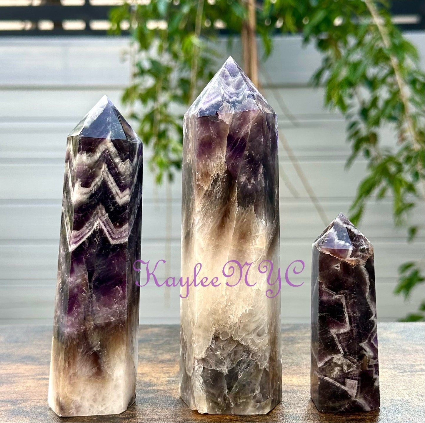 Wholesale Lot 3 pcs large Natural Chevron Amethyst Obelisk Tower Point Crystal Healing