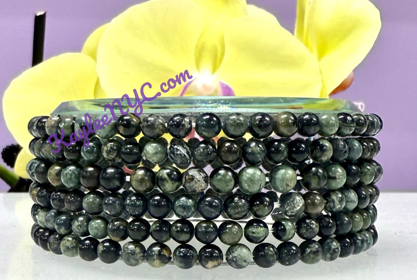 Wholesale Lot 6 Pcs Natural Kambaba Jasper 4mm 7.5” Crystal Healing Stretch Bracelet