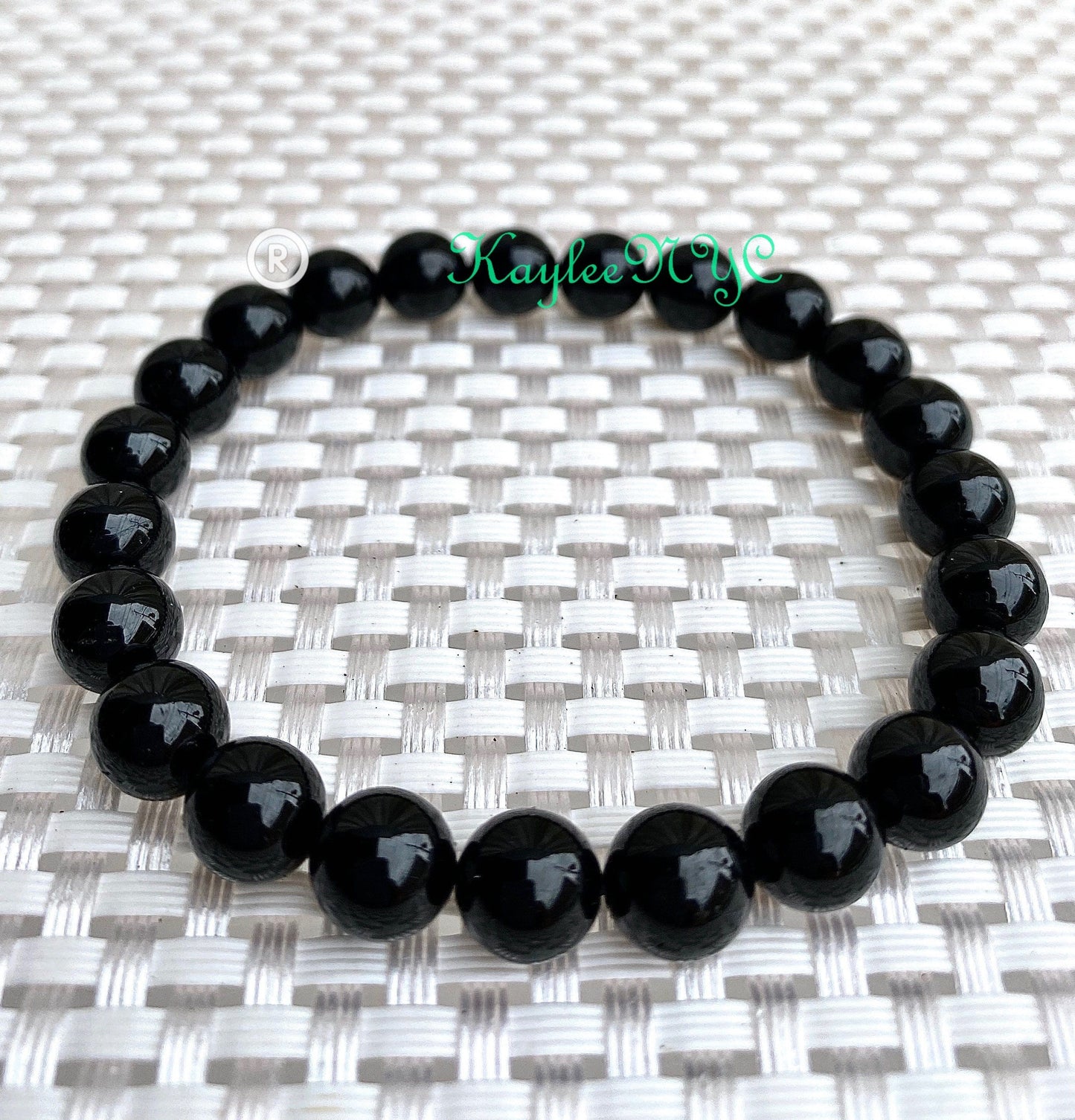 Wholesale 6 Pcs Natural Black Tourmaline 8mm 7.5” Crystal Healing Stretch Bracelet