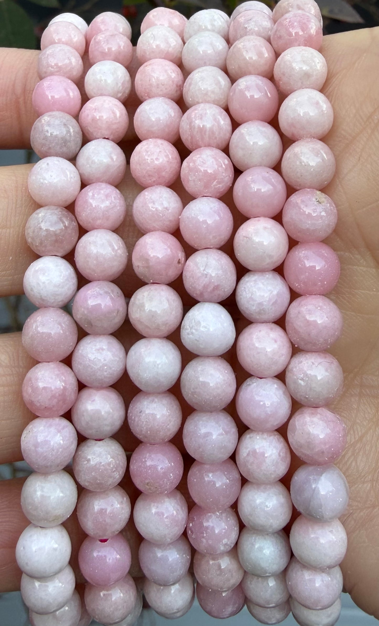 Wholesale 6 Pcs Natural Pink Opal  6mm 7.5” Crystal Healing Stretch Bracelet