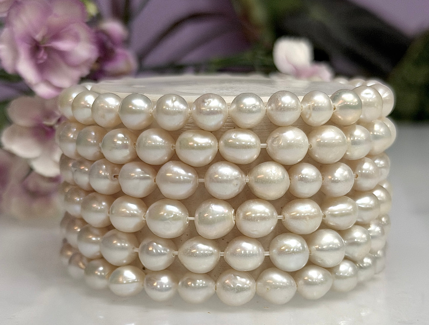 Wholesale 6 Pcs 7mm Natural Freshwater Pearl Healing Stretch Bracelet 7.5"