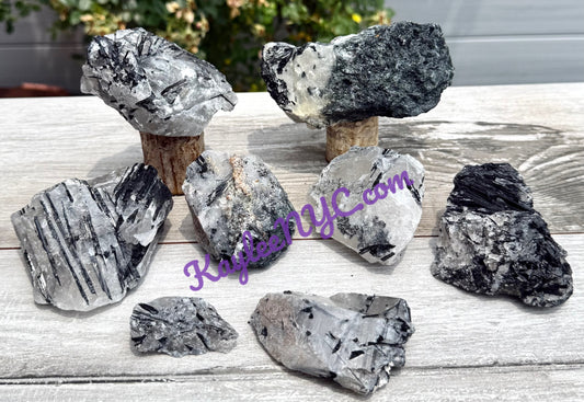 4 lbs Natural Tourmalinated Quartz Rough Crystals Healing Energy