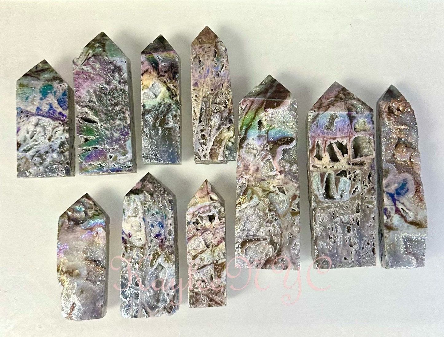 Wholesale Lot 2 lbs Angel Aura Druzy Sphalerite Obelisk Tower Point Crystal Healing Energy