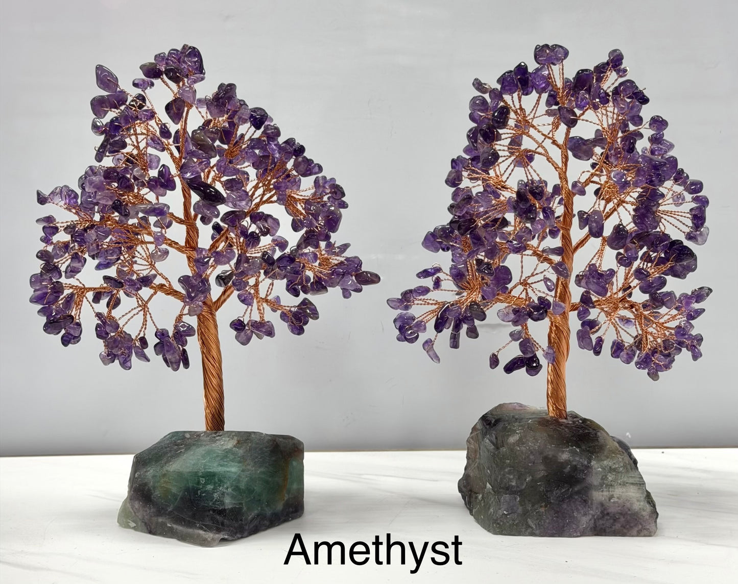 Wholesale Lot 5 Pcs Natural Crystal Tree with Fluorite Crystal Base Copper Wire