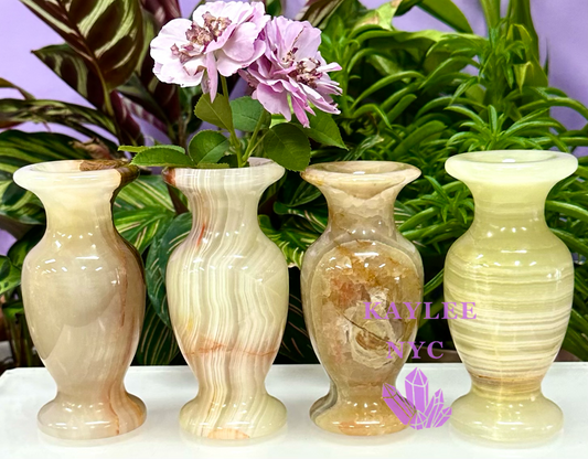 4 PCs Natural Green Onyx Vase