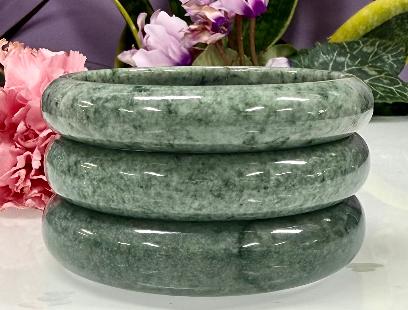 Wholesale 3 Pcs Natural Burma Jade Bangle Bracelet Crystal Healing