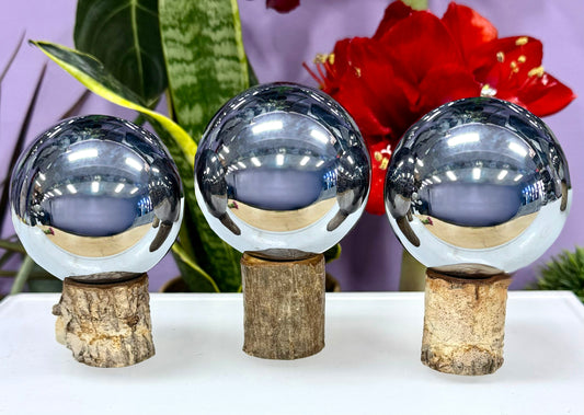 3 PCs Natural Terahertz Sphere Crystals Healing Energy