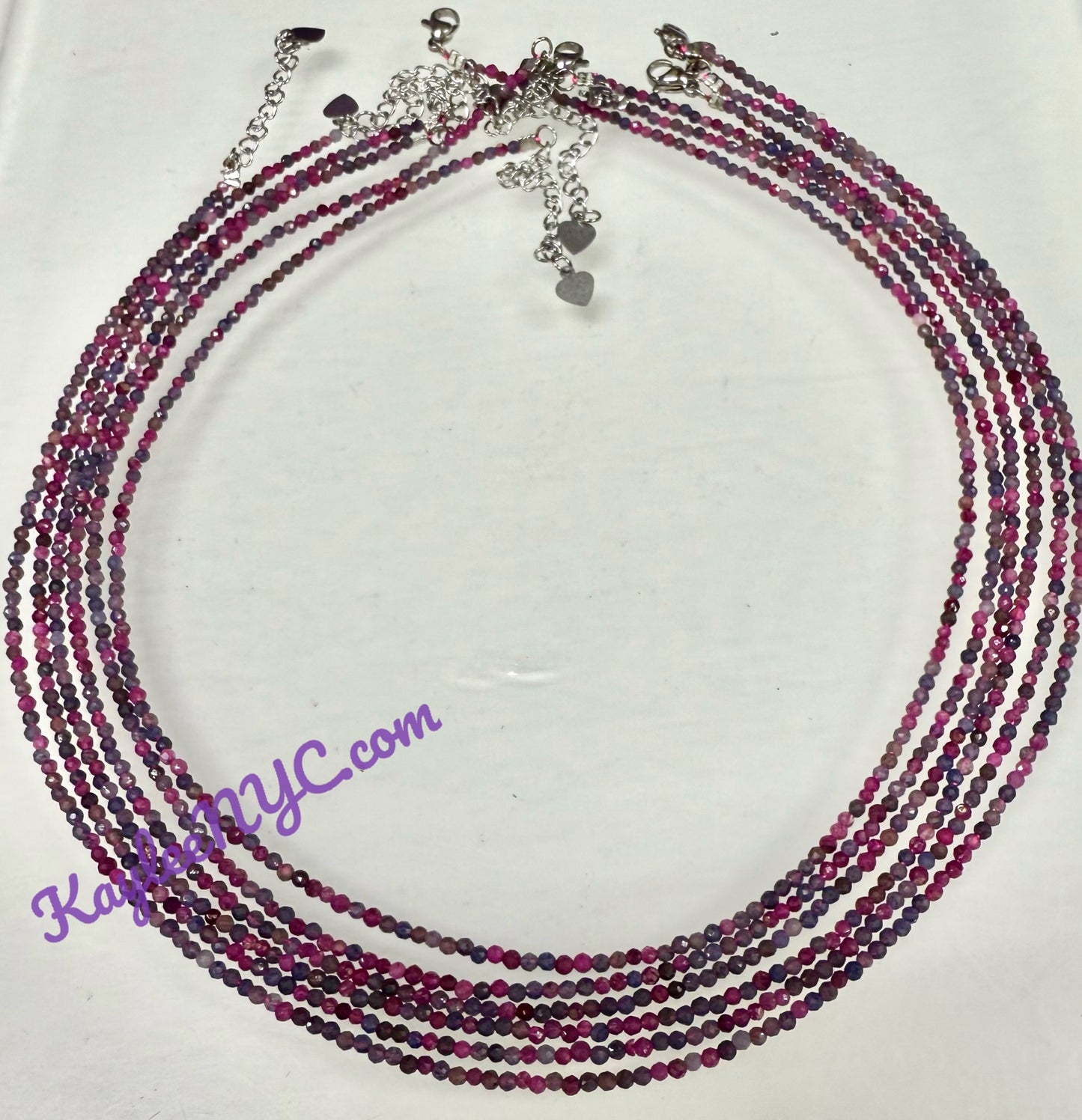 6 PCs 2mm Natural Ruby & Sapphire Necklaces