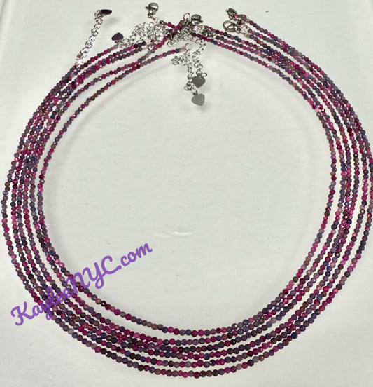 6 PCs 2mm Natural Ruby & Sapphire Necklaces