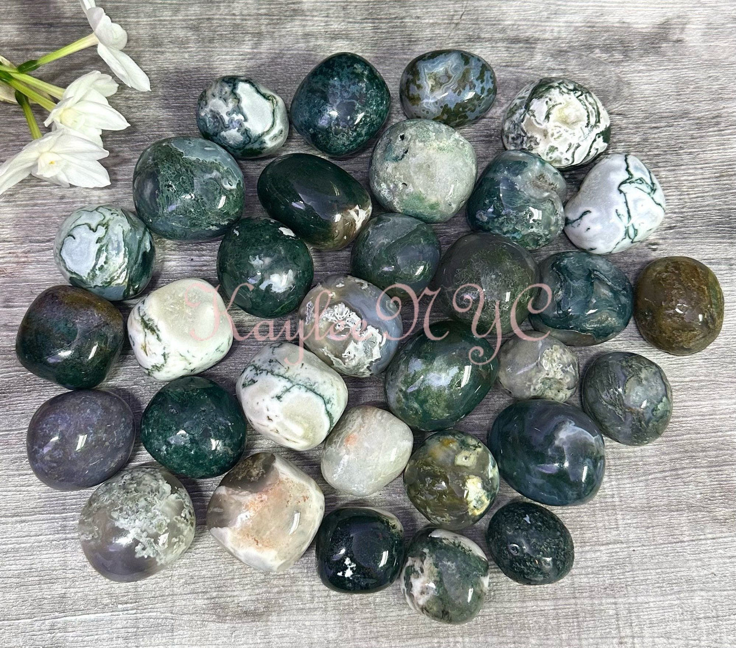 Wholesale Lot 2 lbs Natural Moss Agate Tumble Crystal Nice Quality Healing Energy