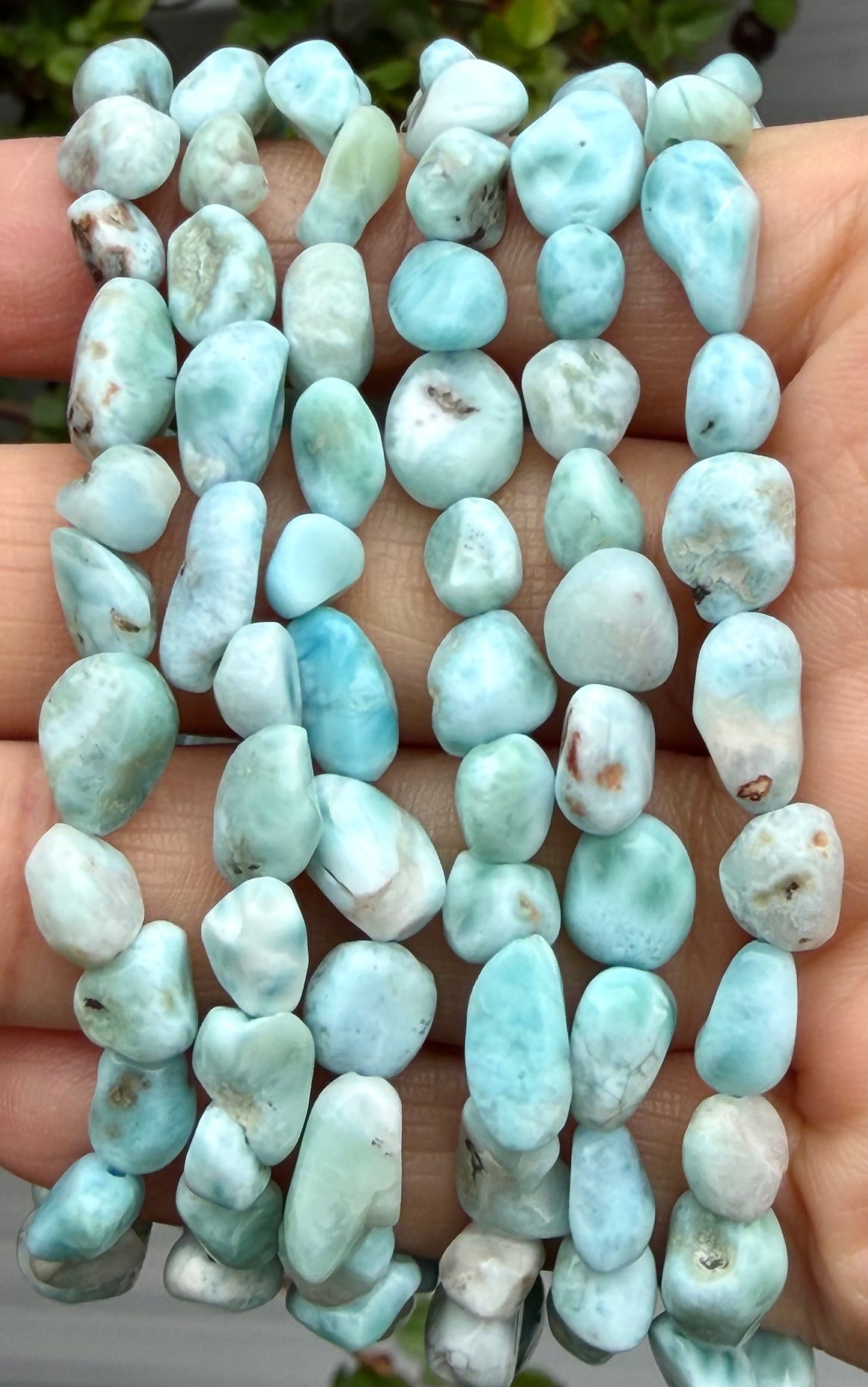 Wholesale 6 Pcs 6mm Larimar Natural Crystal tumble Stretch Bracelet 7.5”