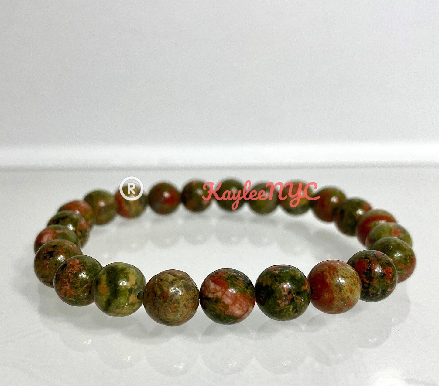 Wholesale 6 Pcs Natural Unakite 8mm 7.5” Crystal Healing Stretch Bracelet