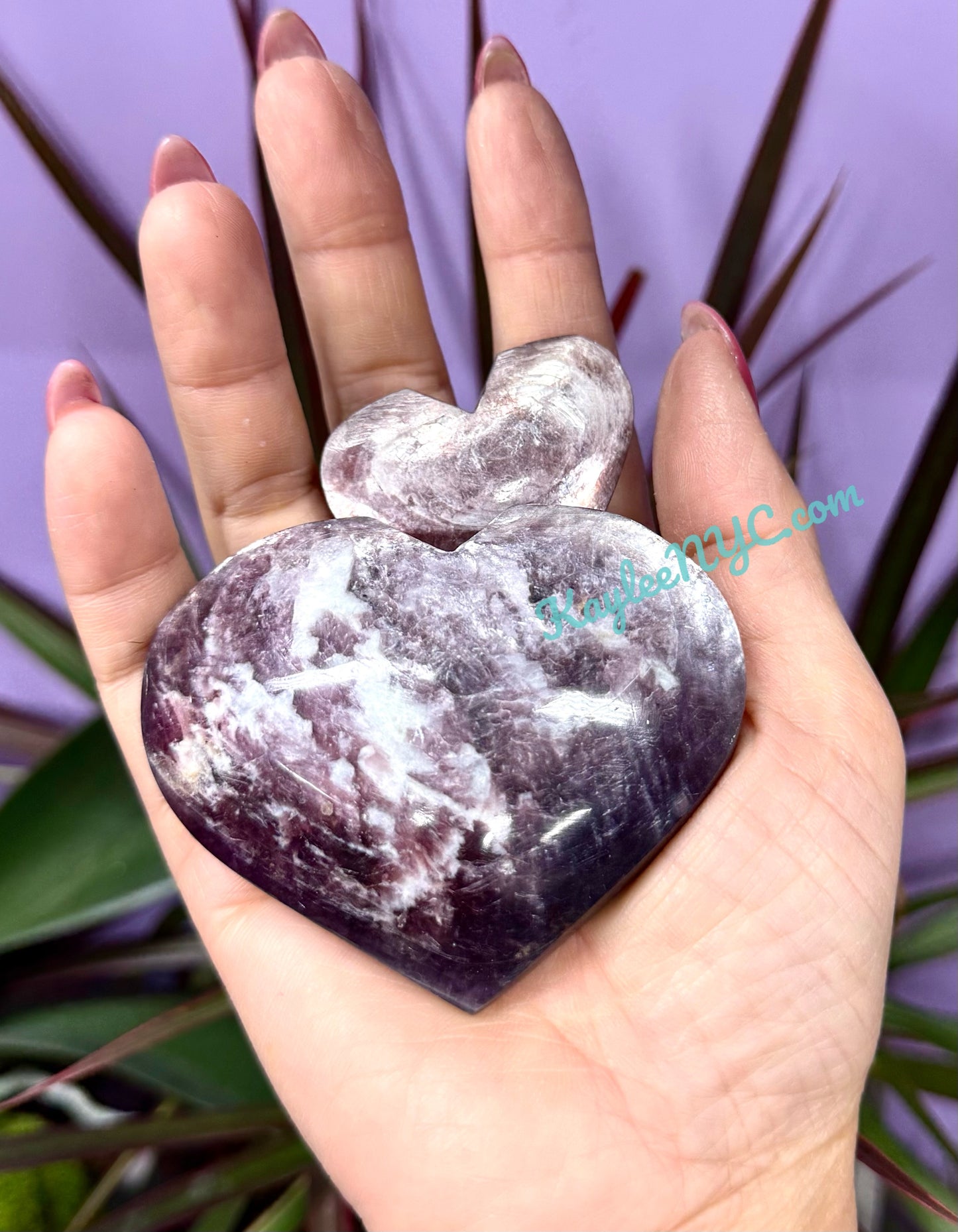 Wholesale 1 lb Lot Natural Lepidolite Mica Heart Crystal Energy