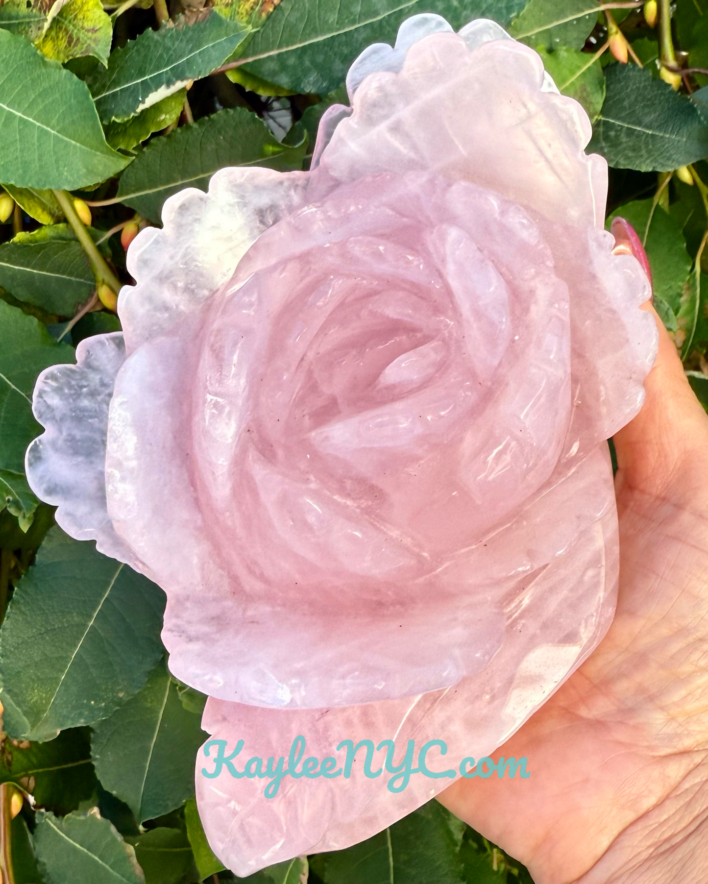 3 PCs Natural Rose Quartz Rose Carving Crystals Healing Energy