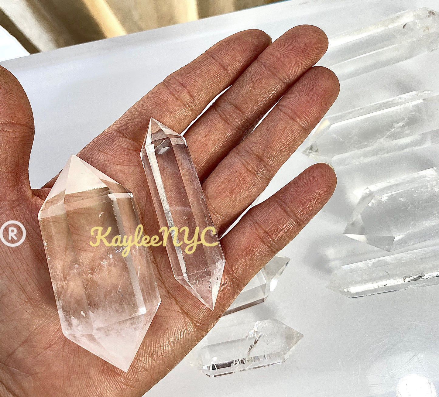 Wholesale Lot 1 lb Natural Clear Quartz Double Terminated point Wand Crystal Healing Energy