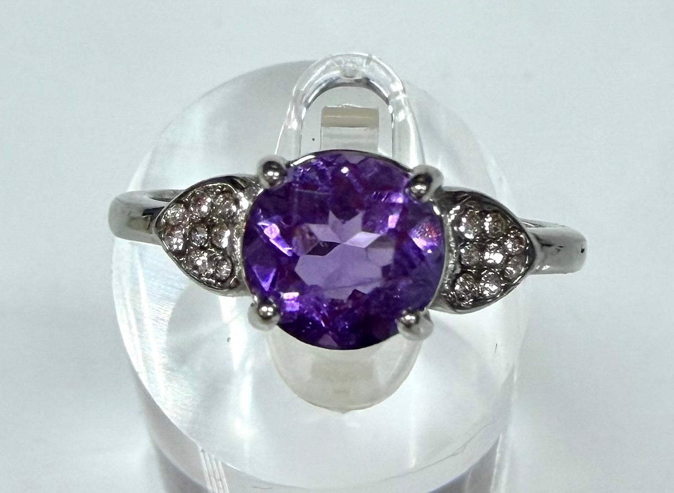 Wholesale Lot 7 pcs Natural Amethyst Stainless Steel Ring 7mm