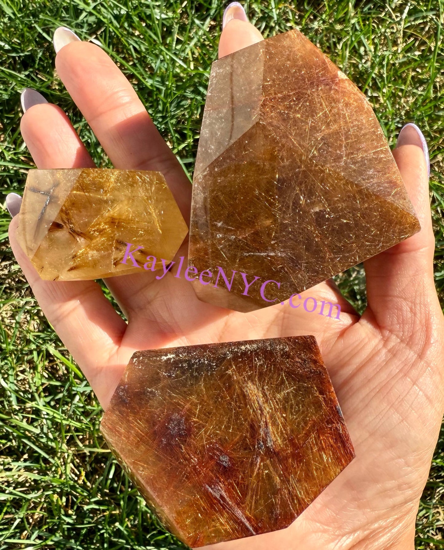 Wholesale Lot 2 lbs Natural Copper Gold Rutilated Quartz Crystal Polished Freeform Healing Energy