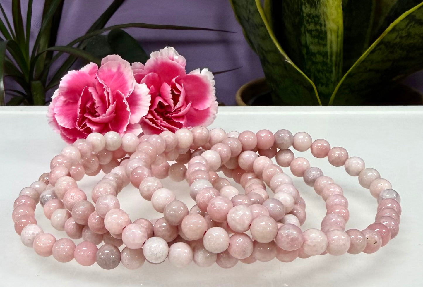 Wholesale 6 Pcs Natural Pink Opal  6mm 7.5” Crystal Healing Stretch Bracelet