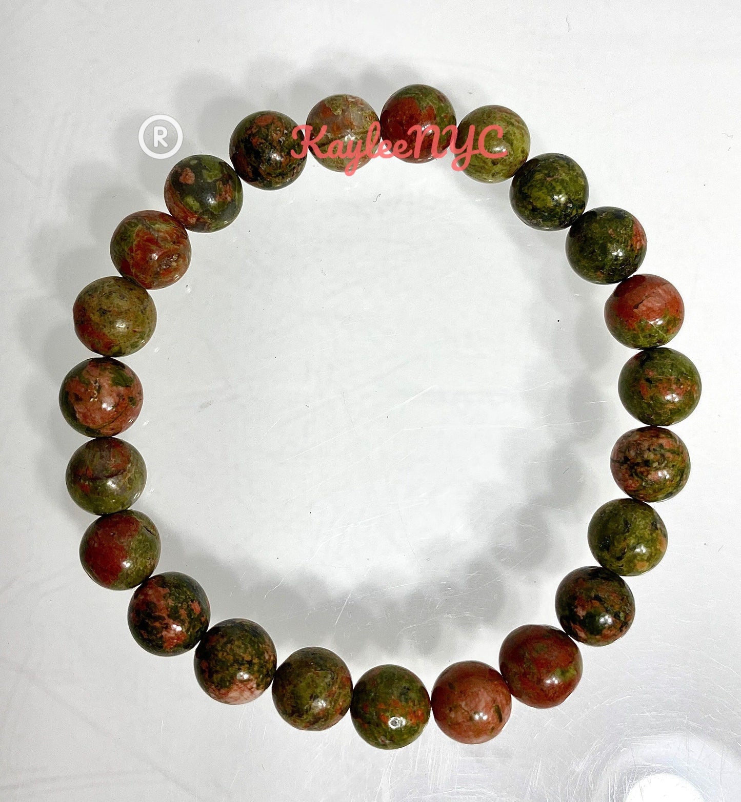 Wholesale 6 Pcs Natural Unakite 8mm 7.5” Crystal Healing Stretch Bracelet