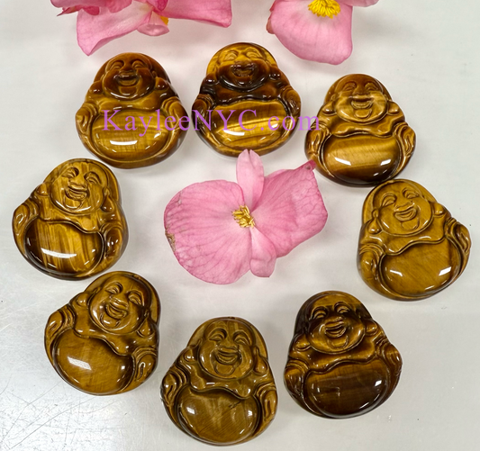 8 PCs Natural Tiger Eye Buddha Crystals Healing Energy