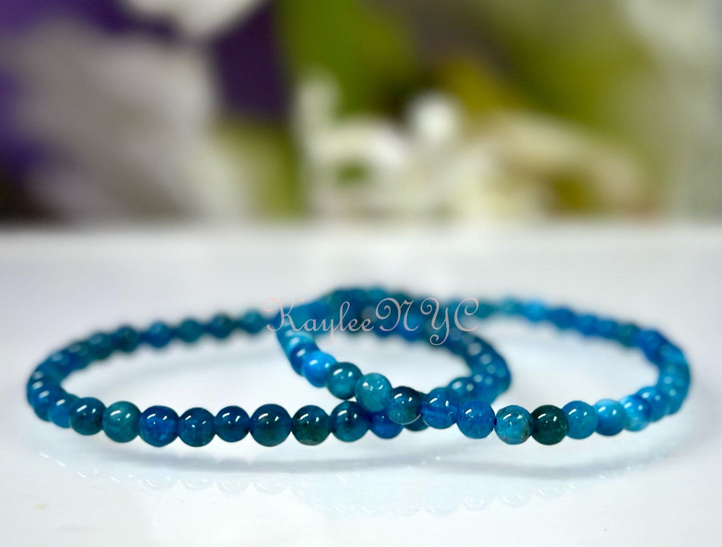 Wholesale 6 Pcs Natural Apatite Bracelet 5mm 7.5” Healing Energy Crystal Nice Quality