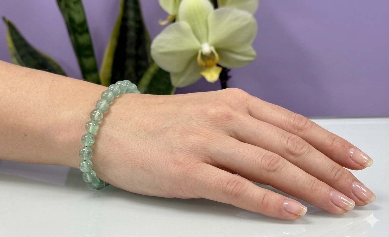 Wholesale 6 Pcs Natural Green Strawberry Quartz 6mm 7.5” Crystal Healing Stretch Bracelet