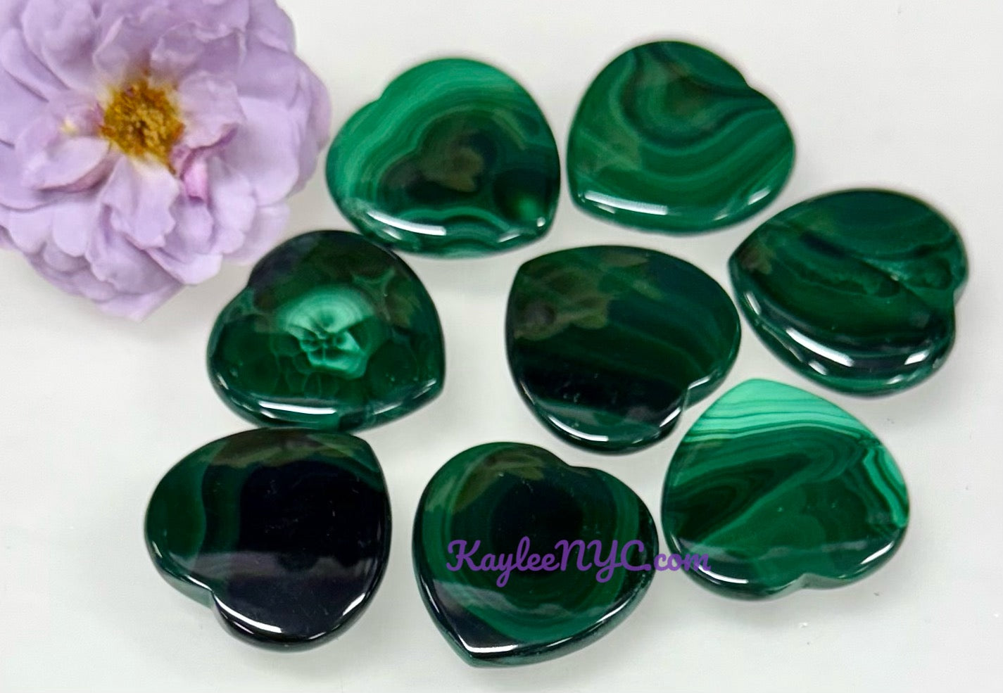 Wholesale Lot 8 pcs Natural Malachite Heart crystal Healing Energy