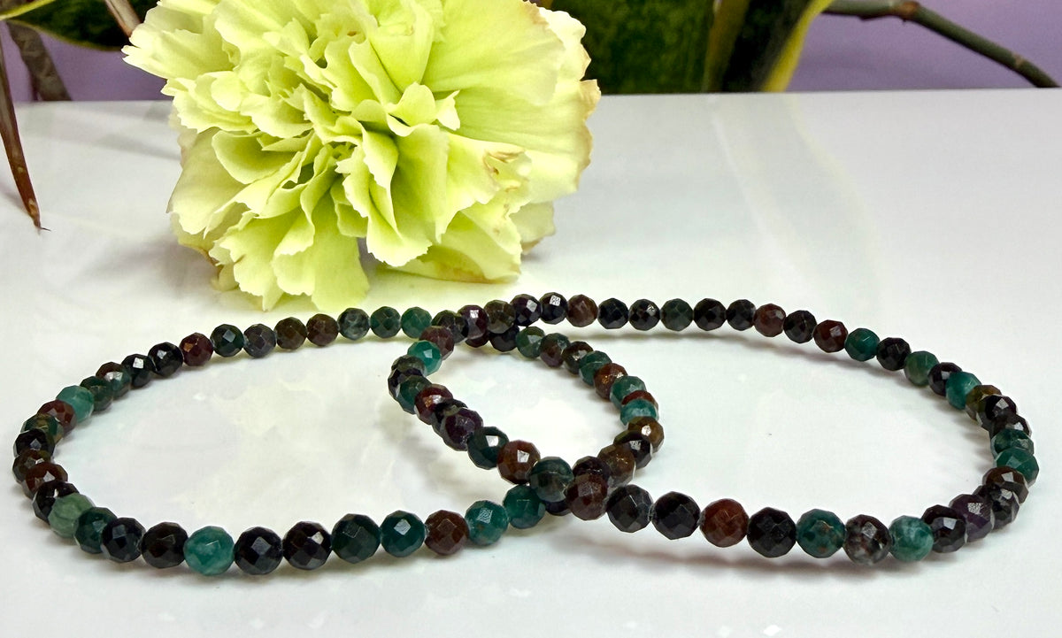 Wholesale Lot 6 Pcs Natural Emerald Faceted 4mm 7.5” Crystal Healing Stretch Bracelet