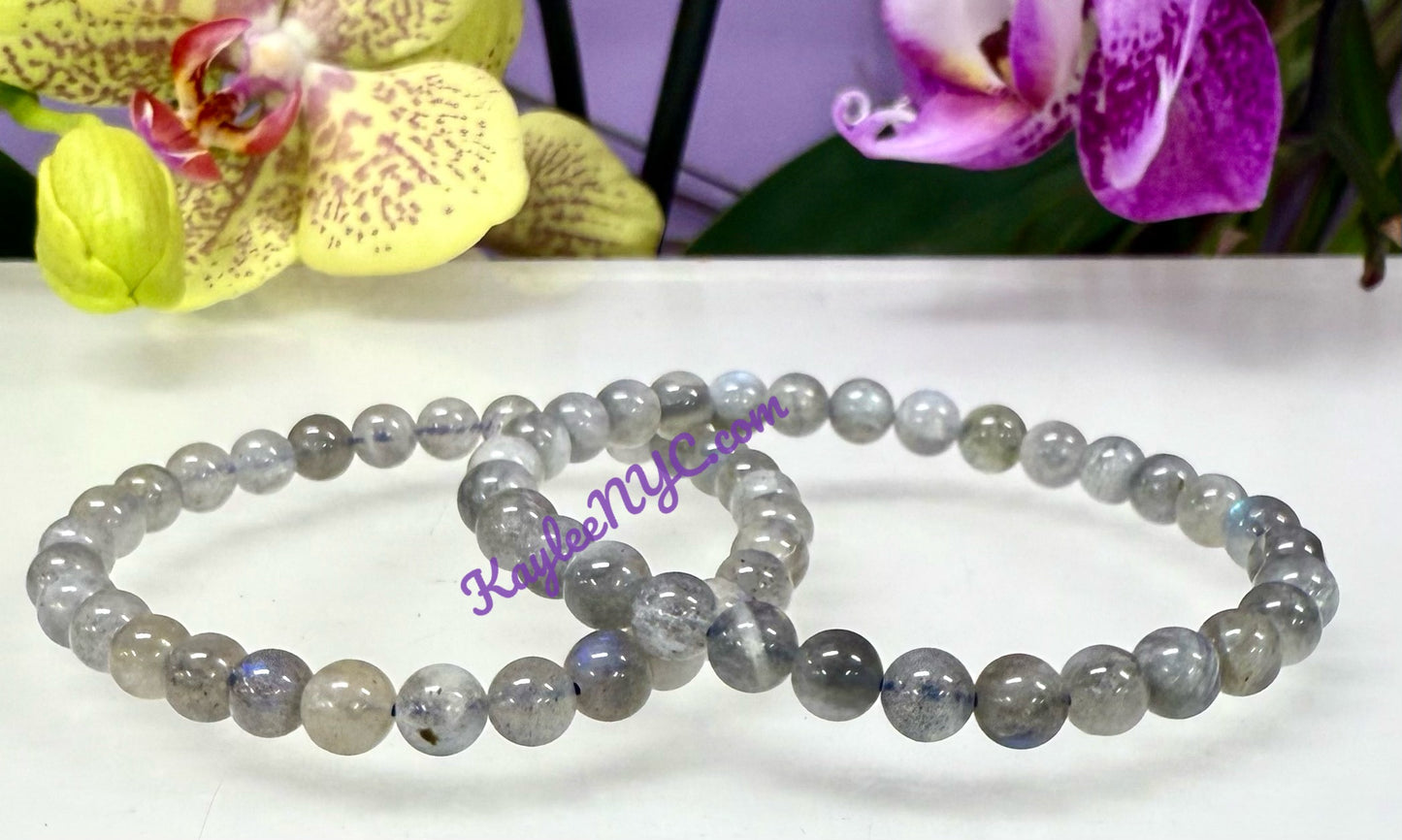 Wholesale 6 Pcs Natural Labradorite Bracelet 6mm 7.5” Healing Energy Crystal