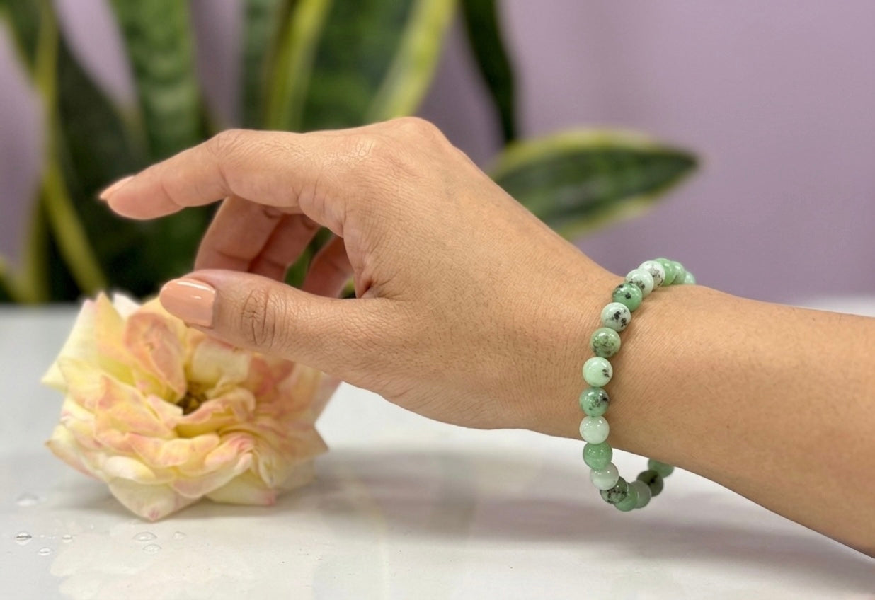 6 PCs 6mm Natural Chrysoprase Stretch Bracelet 7.5”