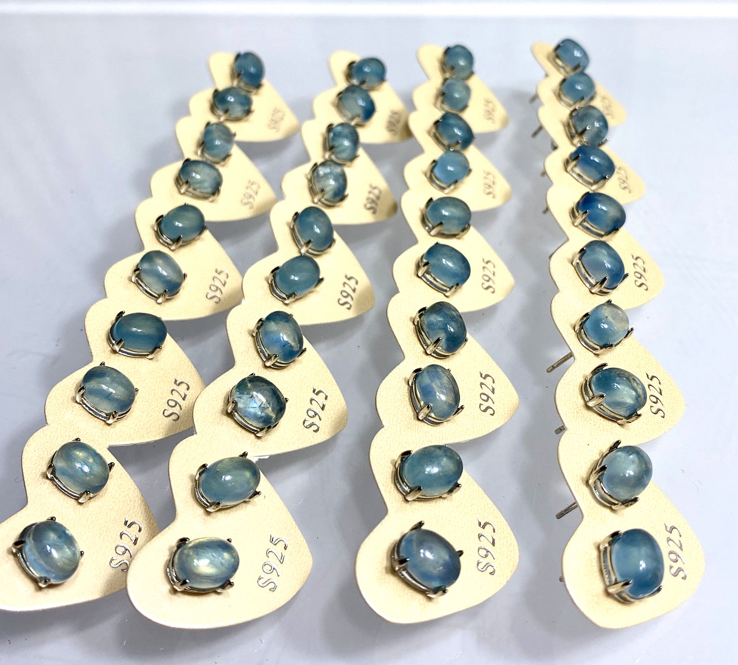 Wholesale Lot 5 Pairs Natural Aquamarine Sterling Silver(925) Earring Studs 6x8mm