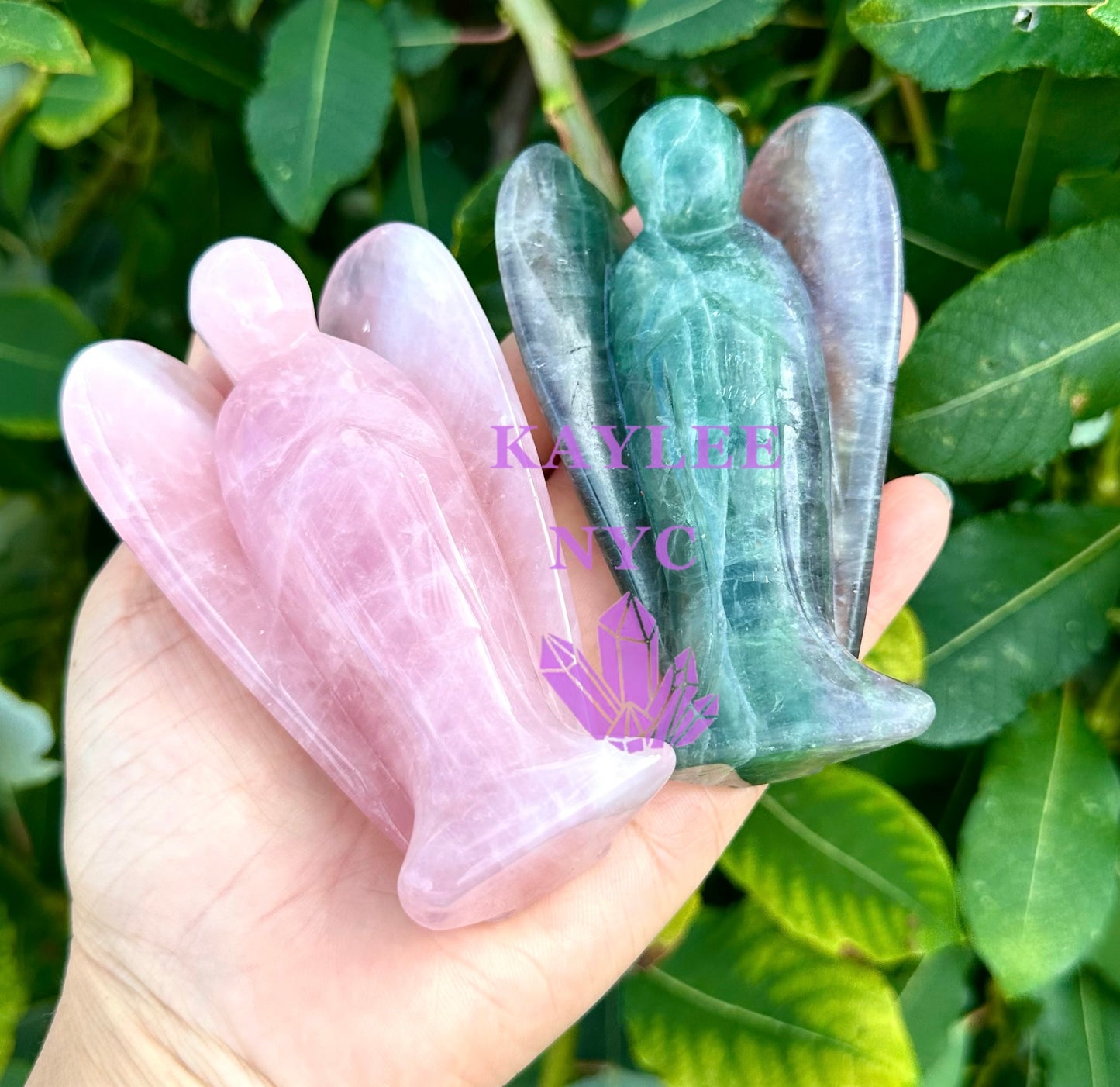 6 PCs Natural 4” Mix Crystal Angel